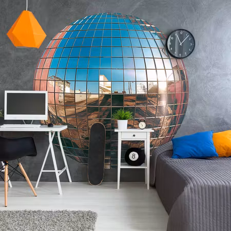 Rund fototapet - Platinum disco ball