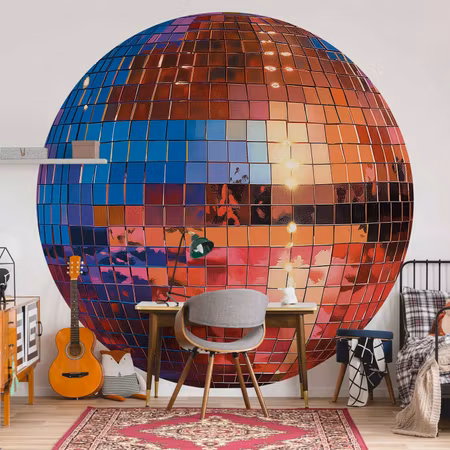 Rund fototapet - Old gold disco ball