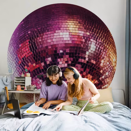 Rund fototapet - Magenta disco ball