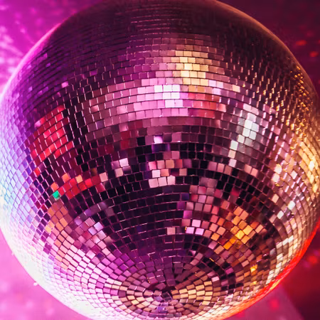 Rund fototapet - Magenta disco ball