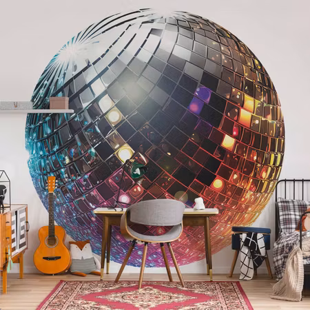 Rund fototapet - Silver disco ball
