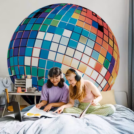 Rund fototapet - Blue disco ball