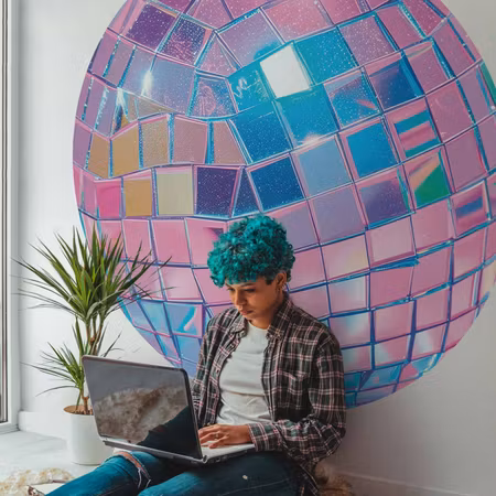 Rund fototapet - Pink disco ball