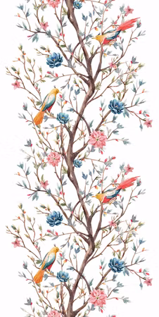 Tapet - Birds on a flowering twig