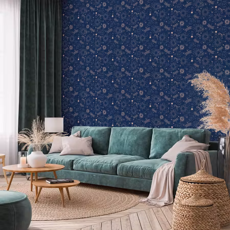 Tapet - Cosmic fantasy pattern with suns moons and