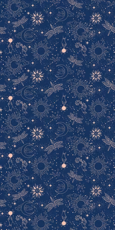 Tapet - Cosmic fantasy pattern with suns moons and