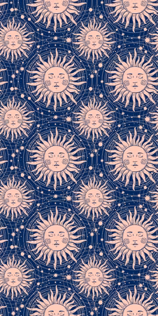 Tapet - Sunny patterns repeating sun motif on a