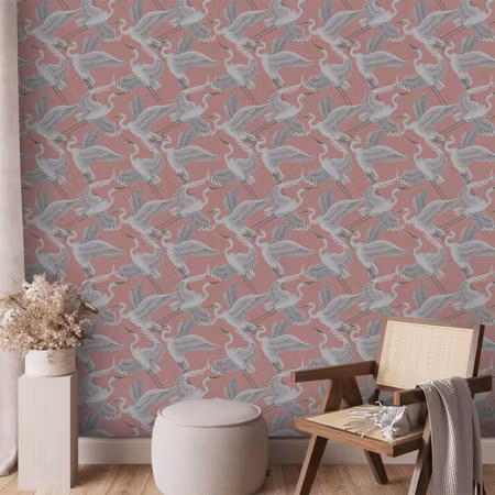 Tapet - Pastel birds a delicate pattern of white
