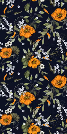 Tapet - Orange bloom