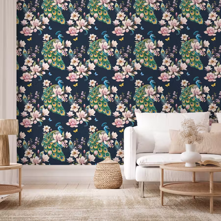Tapet - Magnolias and peacocks