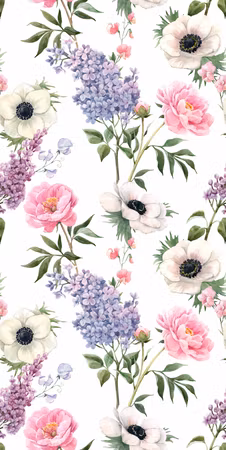 Tapet - Roses and lilacs