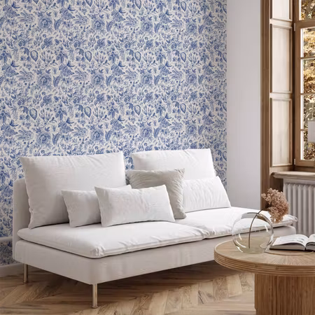 Tapet - Illustration with blue flowers