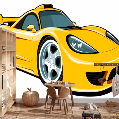 Fototapet - Fairytale yellow car