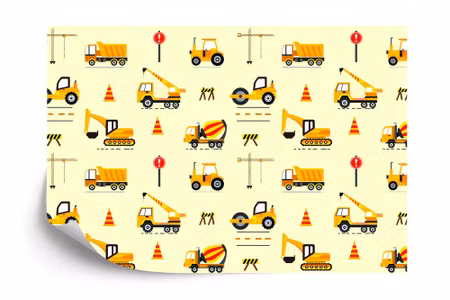 Fototapet - Excavators and dumpers
