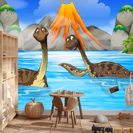 Fototapet - Dinosaurs in the water