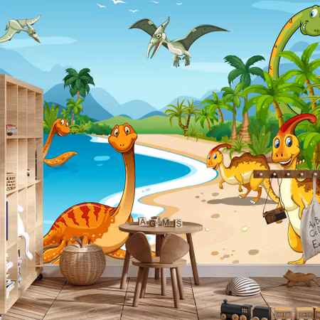 Fototapet - Dinosaurs on the beach