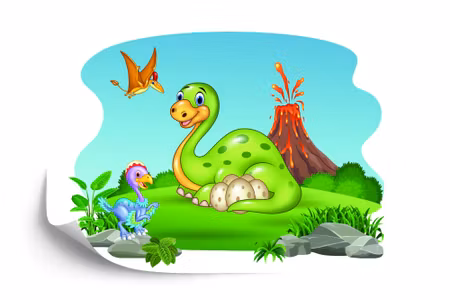 Fototapet - Dinosaurs on the glade