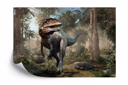 Fototapet - Realistic dinosaur and palm trees