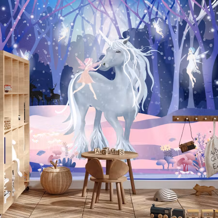 Fototapet - Unicorn with fairies
