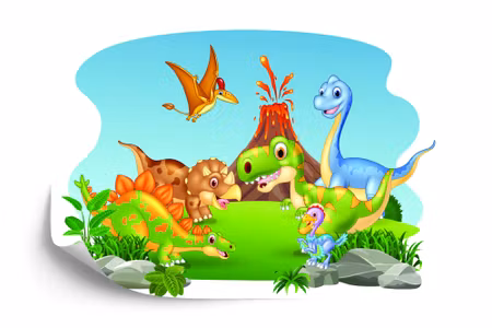 Fototapet - Happy dinosaurs