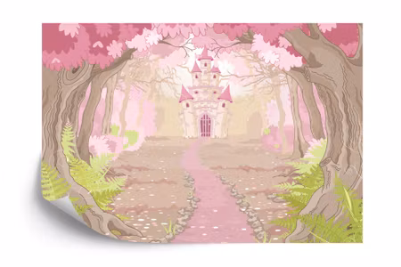 Fototapet - Castle in the pink forest