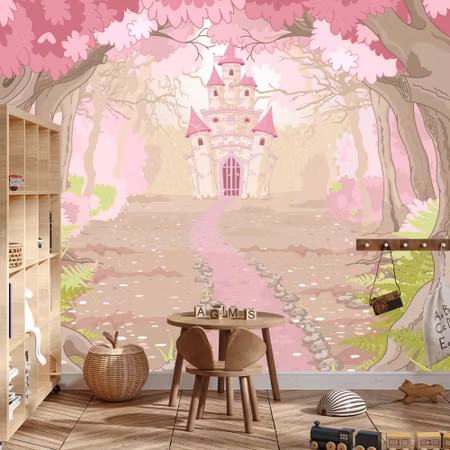 Fototapet - Castle in the pink forest