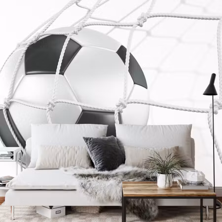 Fototapet - 3D soccer ball in the net