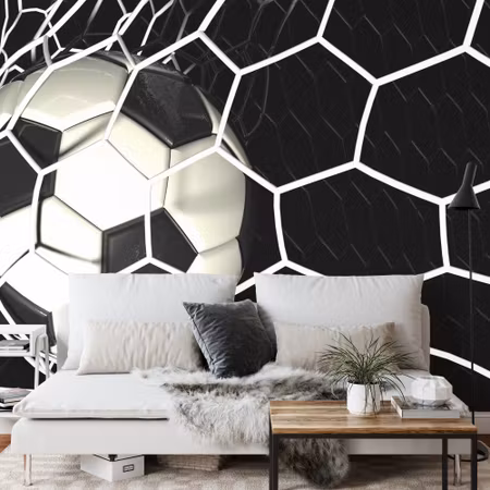 Fototapet - 3D soccer ball in net