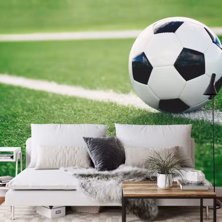 Fototapet - Soccer ball on the line