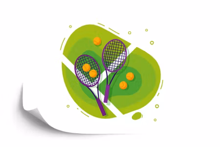 Fototapet - Drawn tennis balls and rackets