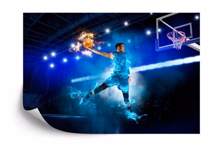 Fototapet - Burning basketball player