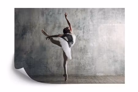 Fototapet - Dancing ballerina on a concrete wall