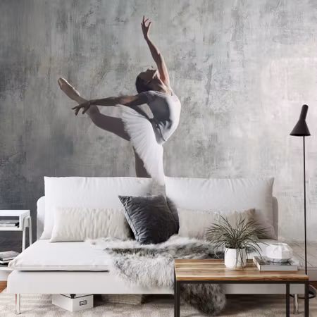 Fototapet - Dancing ballerina on a concrete wall