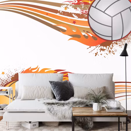 Fototapet - Two flaming volleyball balls