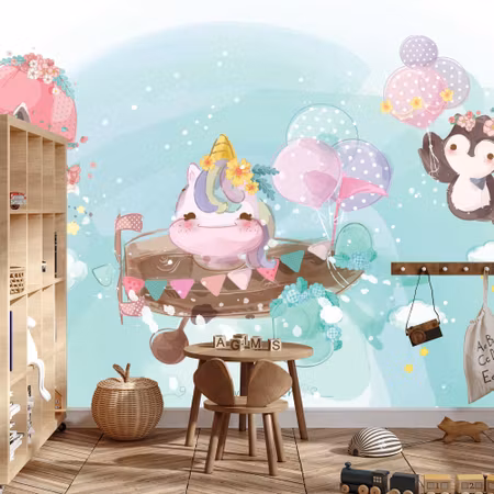 Fototapet - Cute flying animals