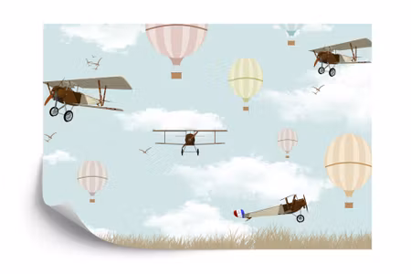 Fototapet - Planes and balloons in the sky