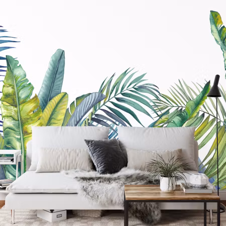 Fototapet - Green and blue tropical plants