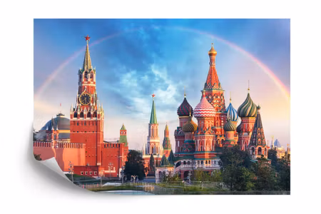 Fototapet - Rainbow over the kremlin in moscow