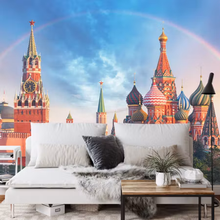 Fototapet - Rainbow over the kremlin in moscow