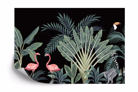 Fototapet - Exotic animals among palms