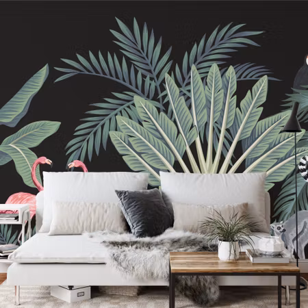 Fototapet - Exotic animals among palms