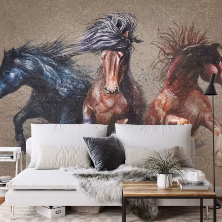 Fototapet - Three running horses