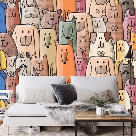 Fototapet - Colorful cartoon dogs
