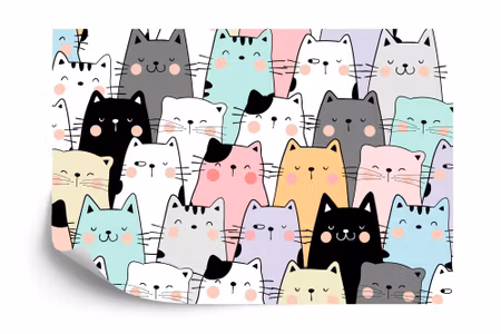 Fototapet - Colorful cartoon cats
