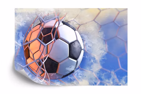Fototapet - Watercolor painted ball in the net