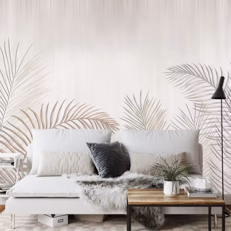 Fototapet - Palm leaves on a light background
