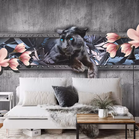 Fototapet - Panther with magnolia blossoms
