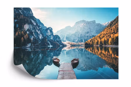 Fototapet - Lake lago di braies in italy