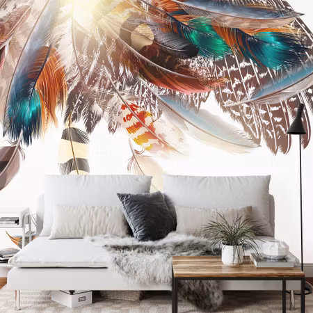 Fototapet - Feathers in boho style