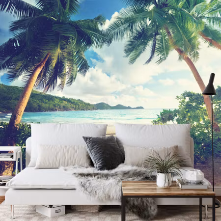 Fototapet - Palm trees on the seychelles